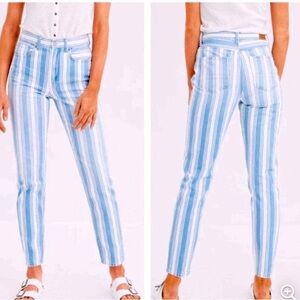 American Eagle Railroad Stripe High Waisted Mom Jean